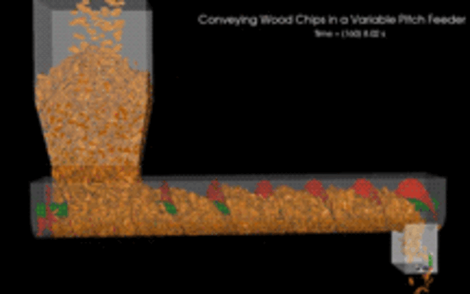 DEM simulation of wood chips in dosing screw