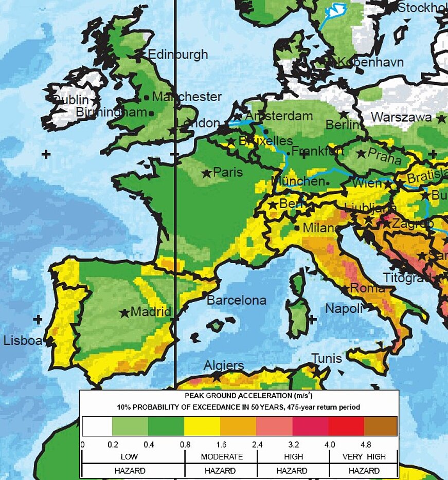 Erdbebenzonen-Europa