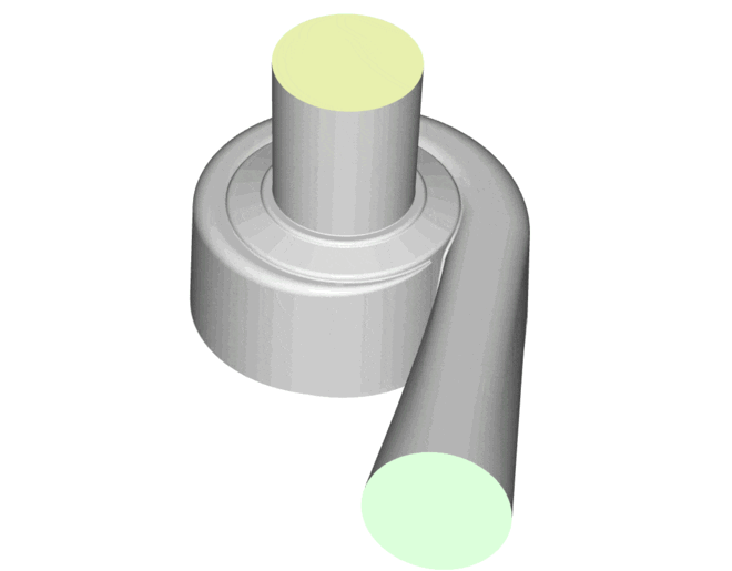 Parameterized model of the volute, variation of the outer diameter in CAESES.