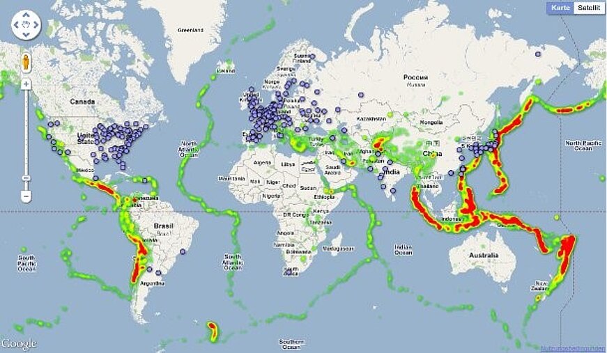 Earthquake frequency since 1973