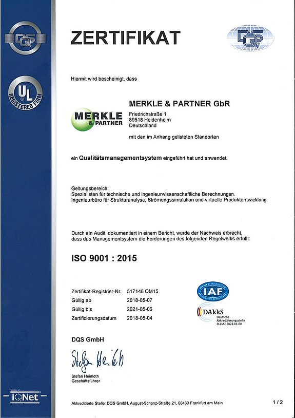 [Translate to English:] Merkle & Partner DIN ISO Zertifizierung 1