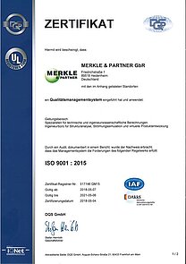 [Translate to English:] Merkle & Partner DIN ISO Zertifizierung 1
